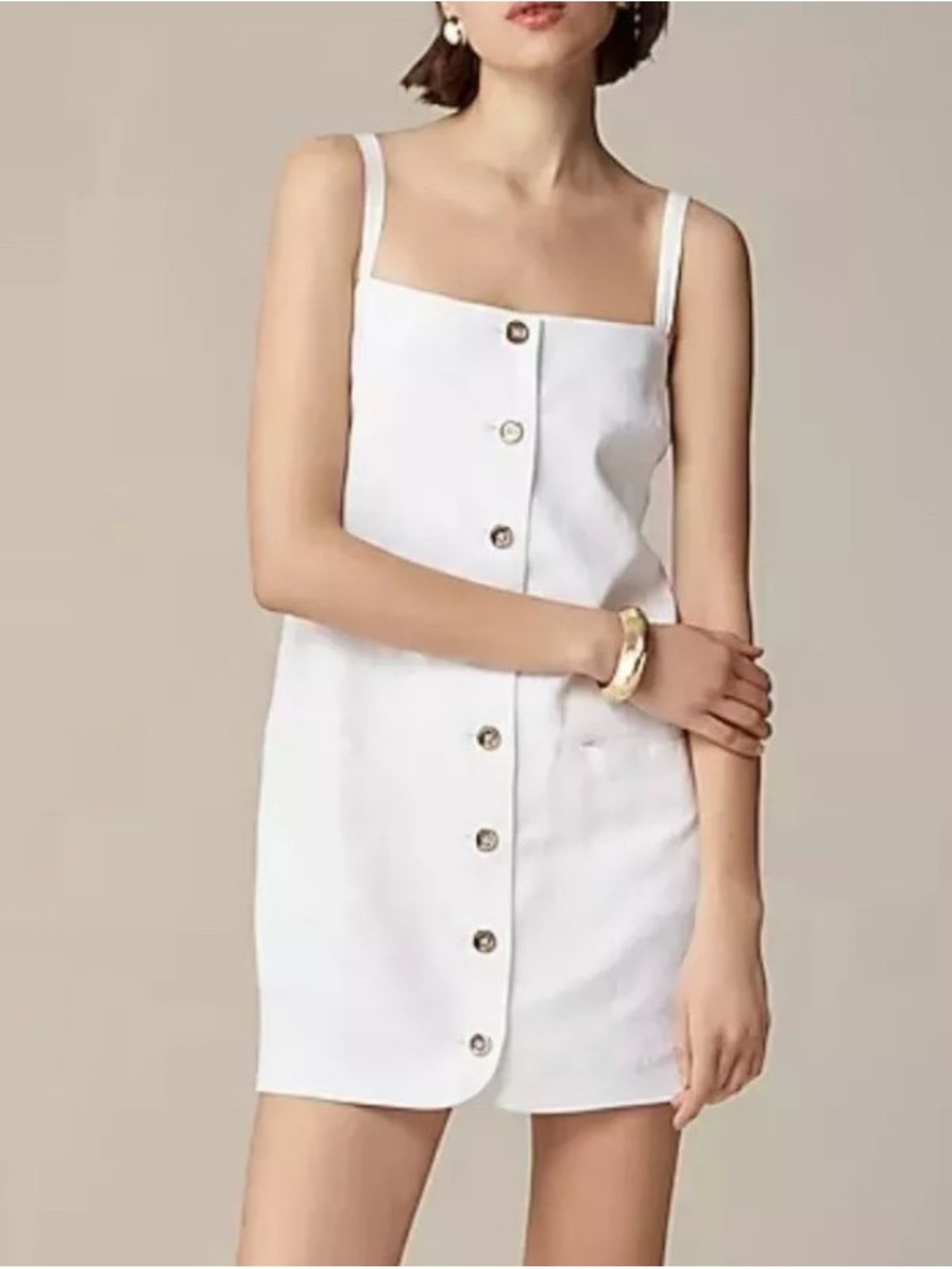 J. Crew White Linen Button-Front Mini Dress